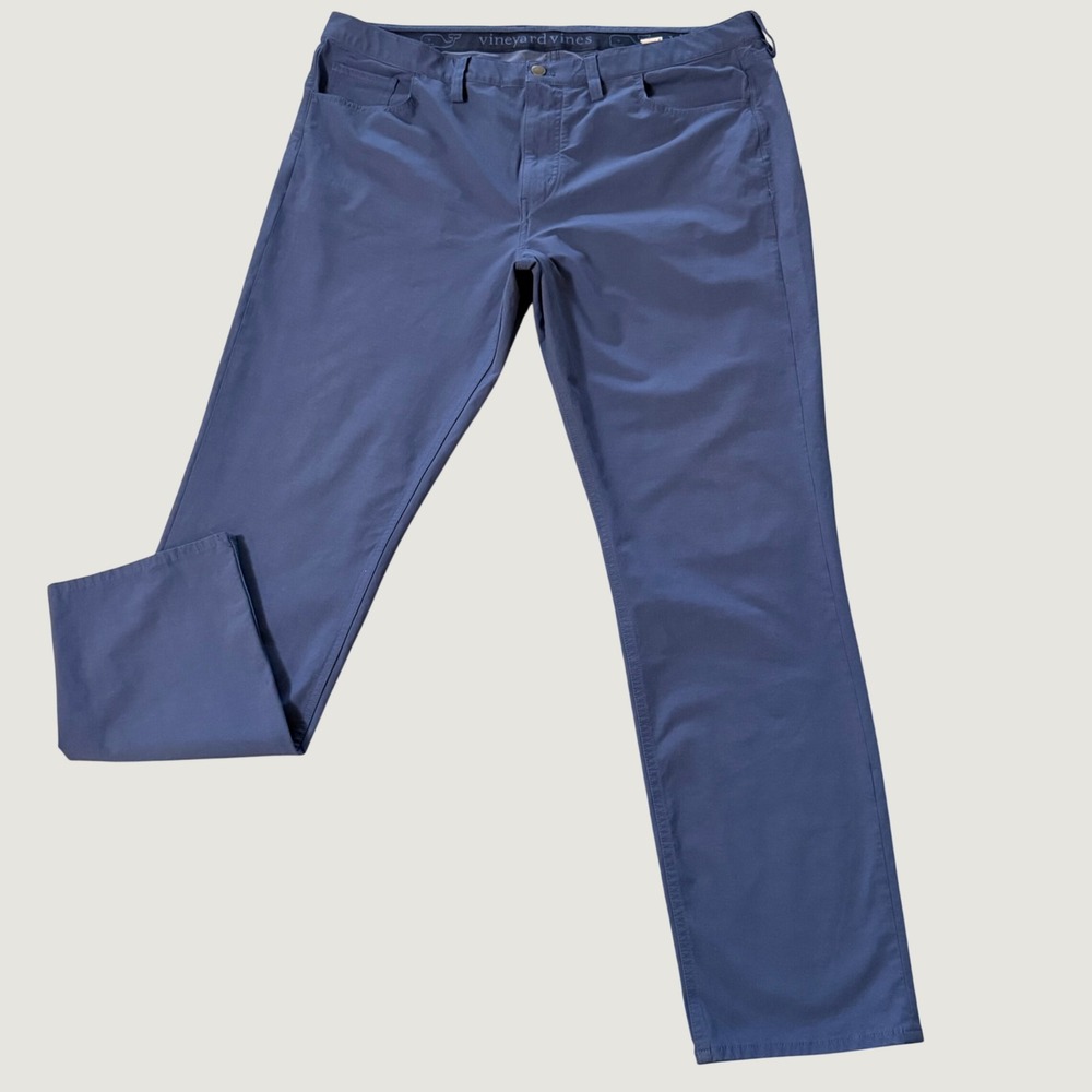 Vineyard Vines Mens Performance On-The-Go Pants Blue Stretch Chino Size 40x32